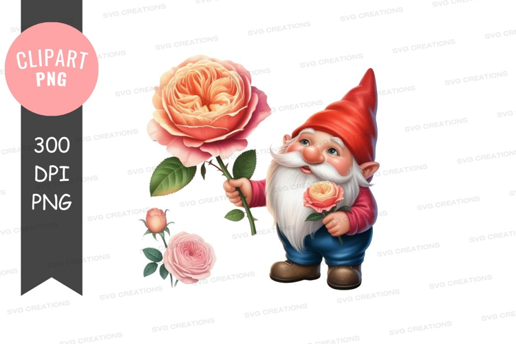 Gnome holding a rose