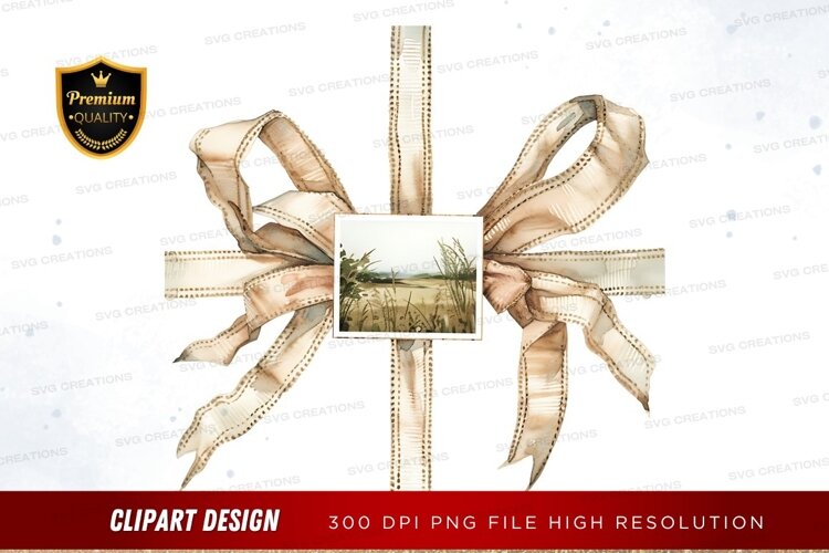 Elegant ribbon bow with landscape photo example image 1