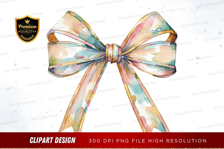 Pastel watercolor ribbon bow