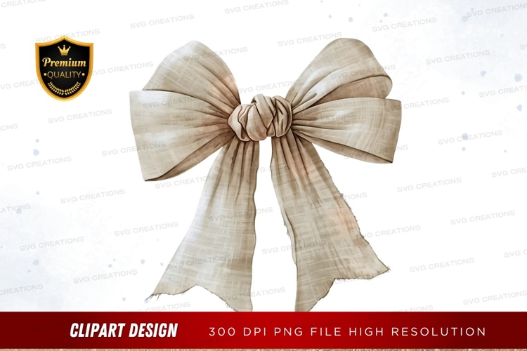 Elegant beige ribbon bow clipart png