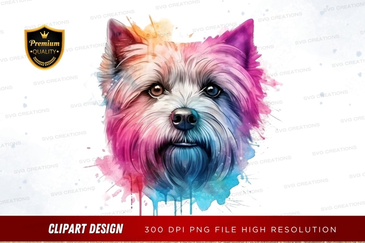 Colorful dog portrait clipart png