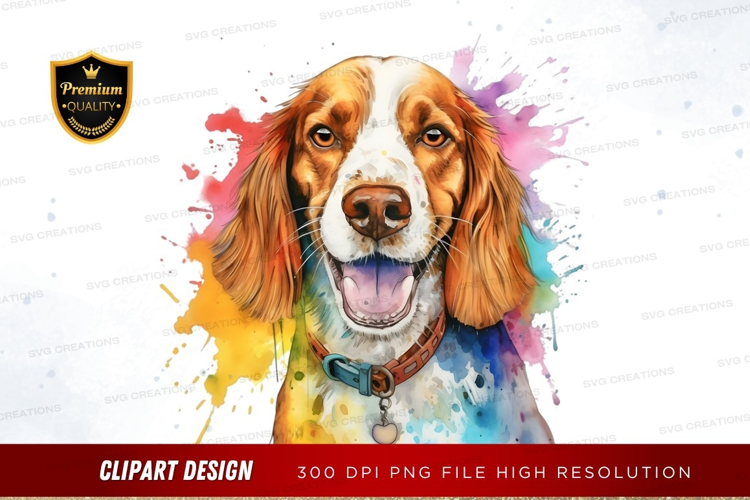 Happy dog with colorful splash
