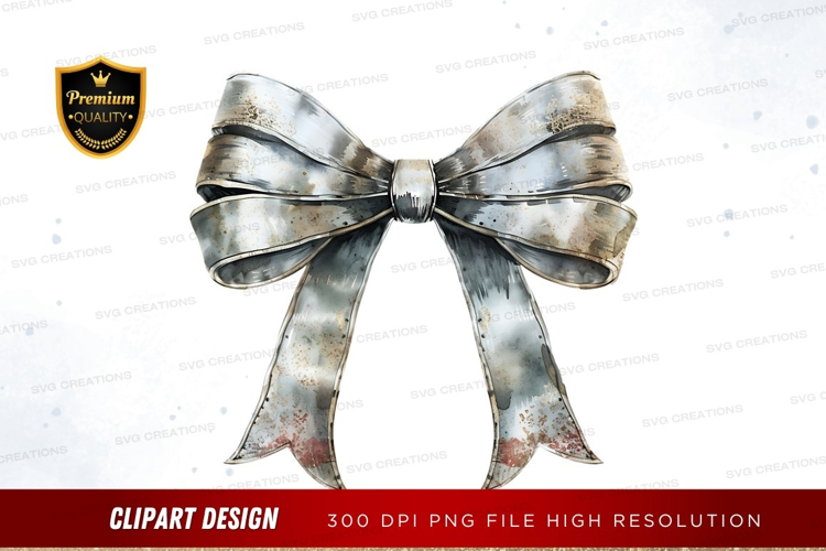 Elegant silver ribbon bow