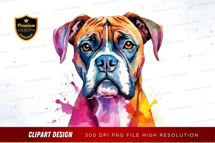 Colorful boxer dog portrait