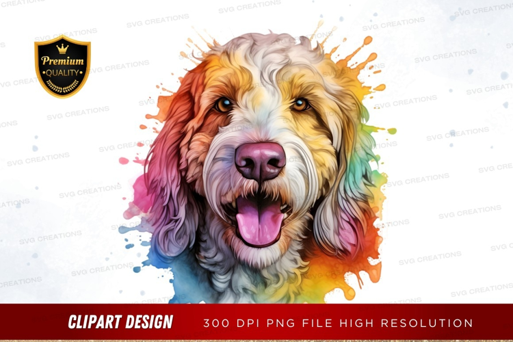 Happy dog with colorful splash