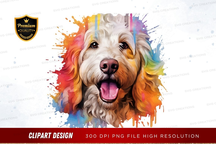 Happy dog with colorful splash