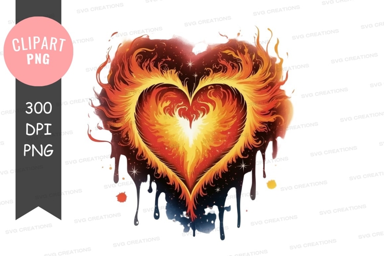 Fiery heart clipart png