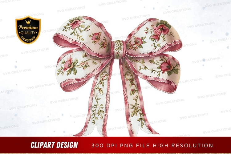 Floral patterned ribbon bow