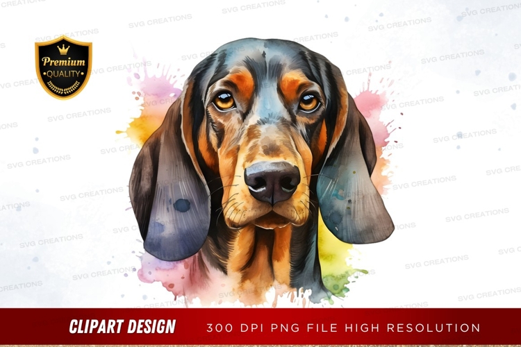 Watercolor portrait of a basset hound