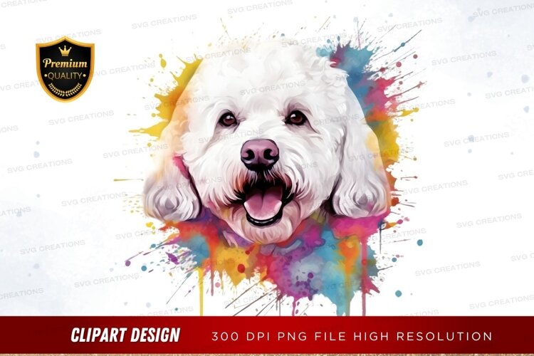 Happy white dog with colorful splash example image 1
