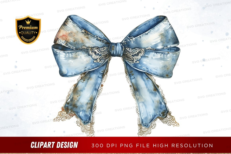 Elegant blue ribbon with lace