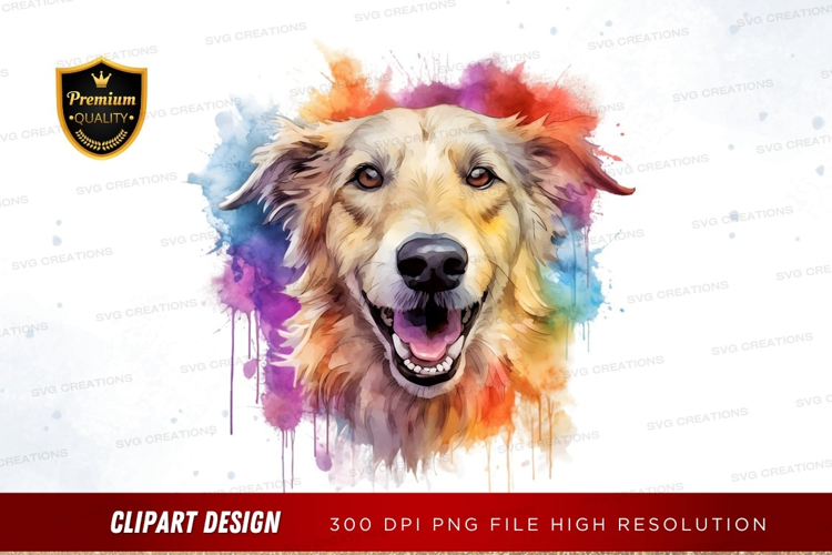 Happy dog with colorful splash