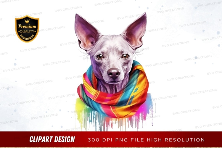 Colorful dog with scarf clipart png