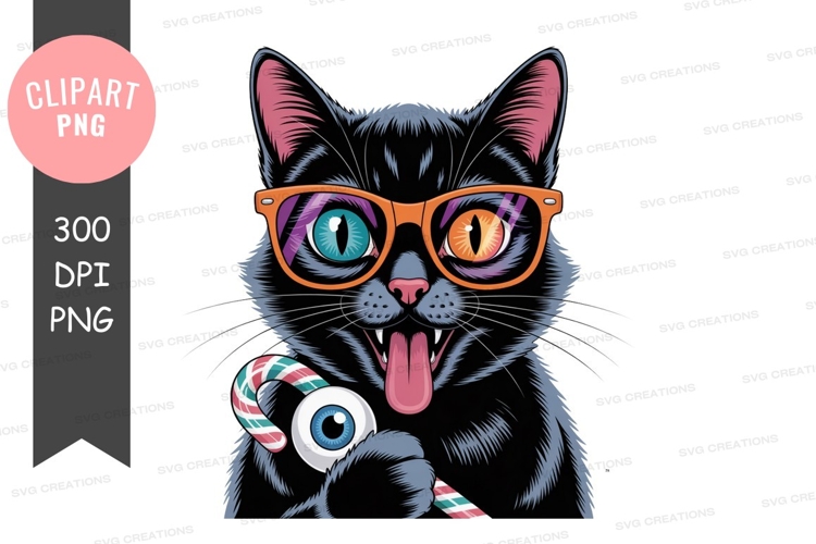 Cool black cat with sunglasses