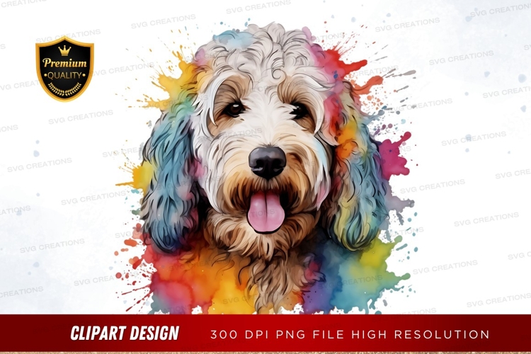 Happy dog with colorful background clipart png