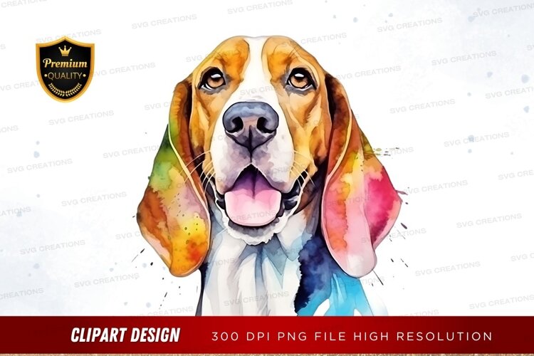 Watercolor basset hound dog example image 1