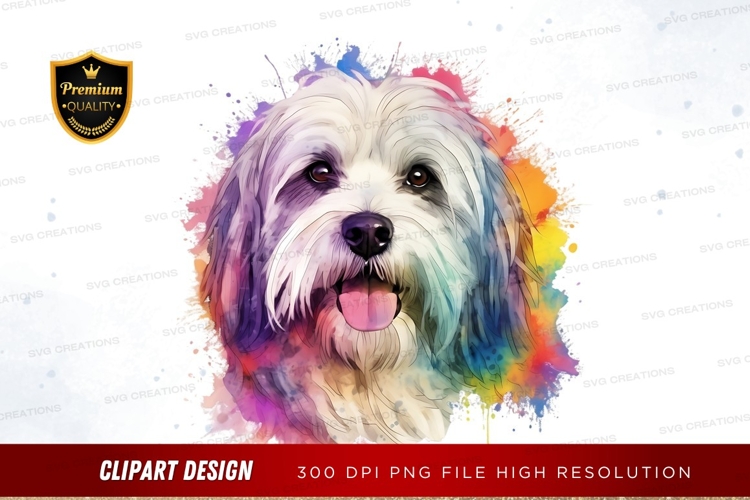 Happy dog with colorful splash