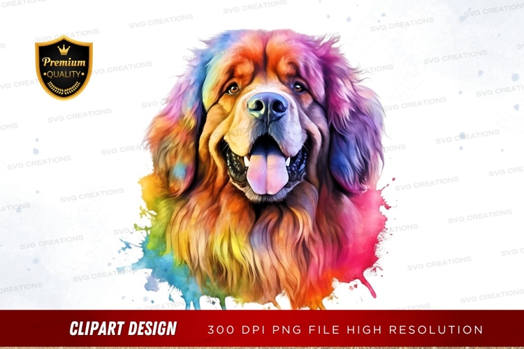 Colorful dog portrait clipart png