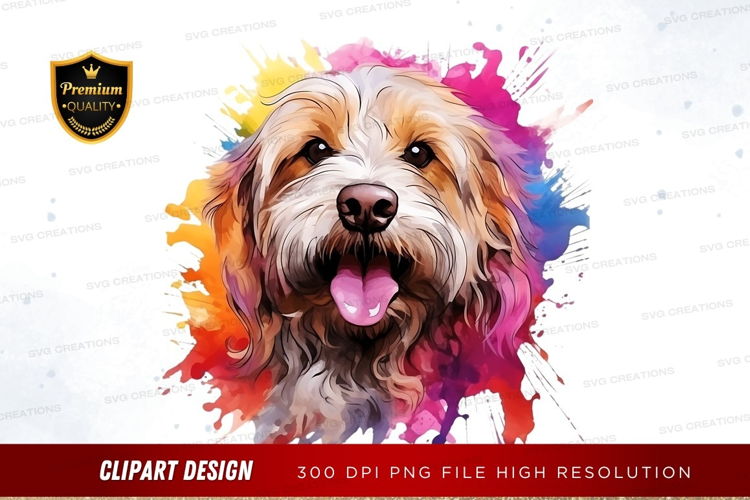Happy dog with colorful splash