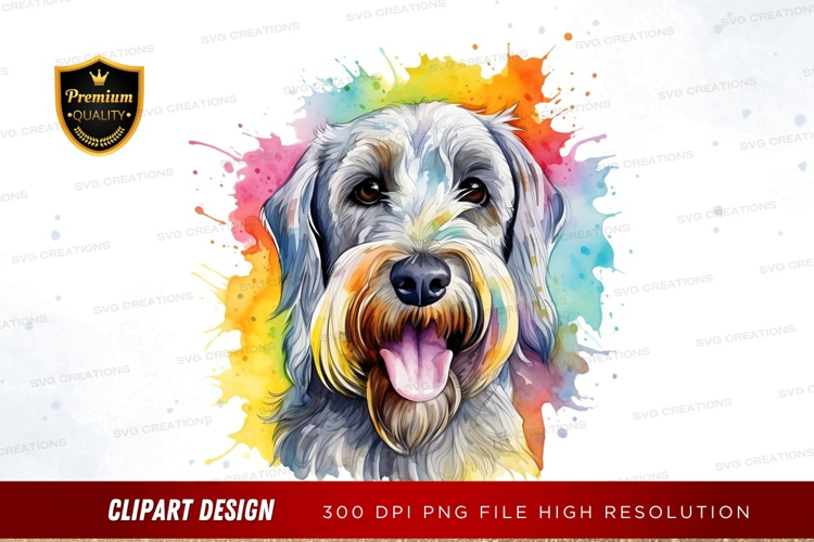 Happy dog with colorful splash