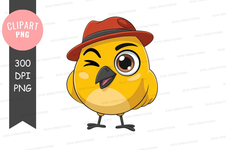Cartoon bird with hat clipart png