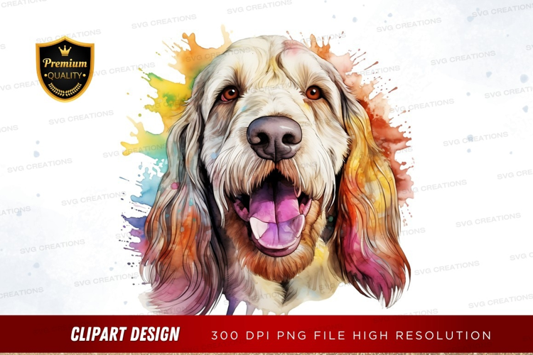 Happy dog with colorful paint splash