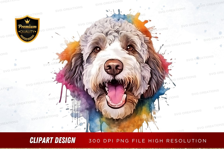 Happy dog with colorful splash