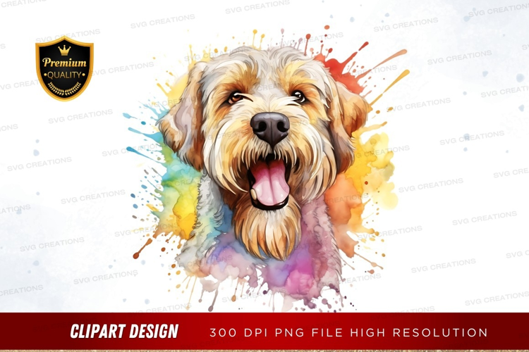 Happy dog with colorful splash