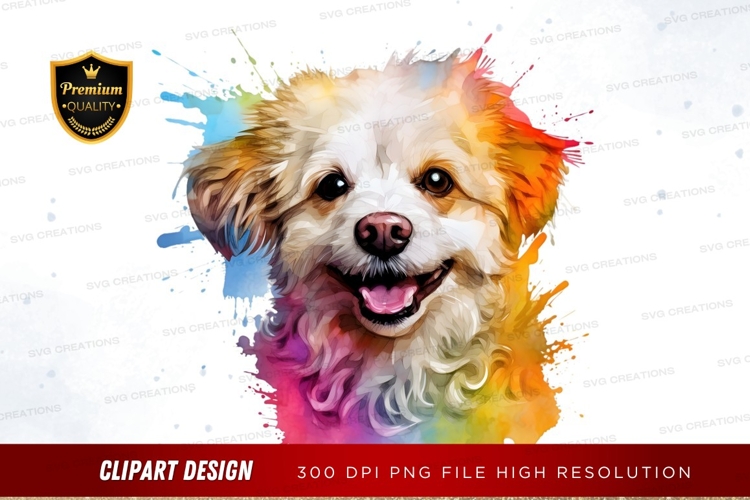 Happy dog with colorful splash