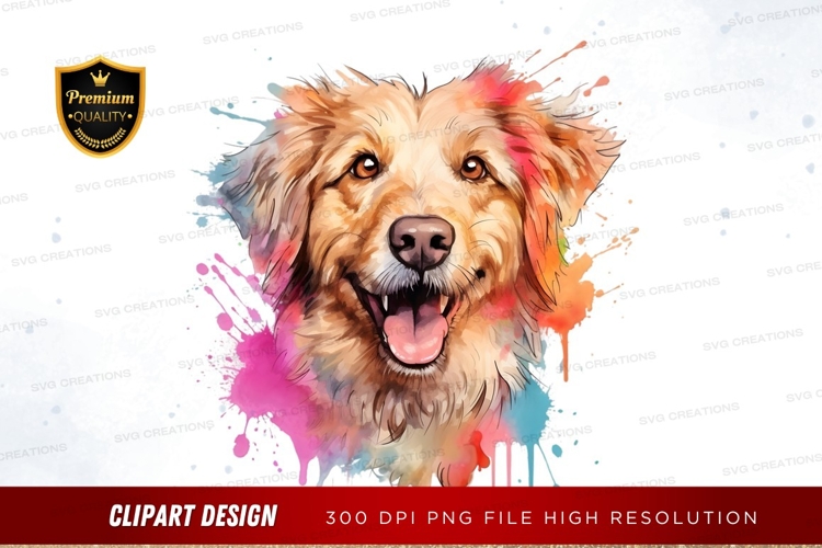 Happy dog with colorful splash