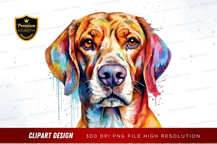 Colorful dog portrait clipart png