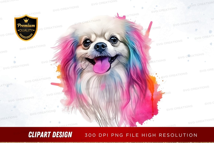 Happy dog with colorful fur
