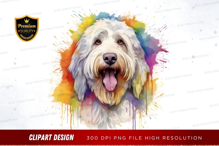 Happy dog with colorful splash