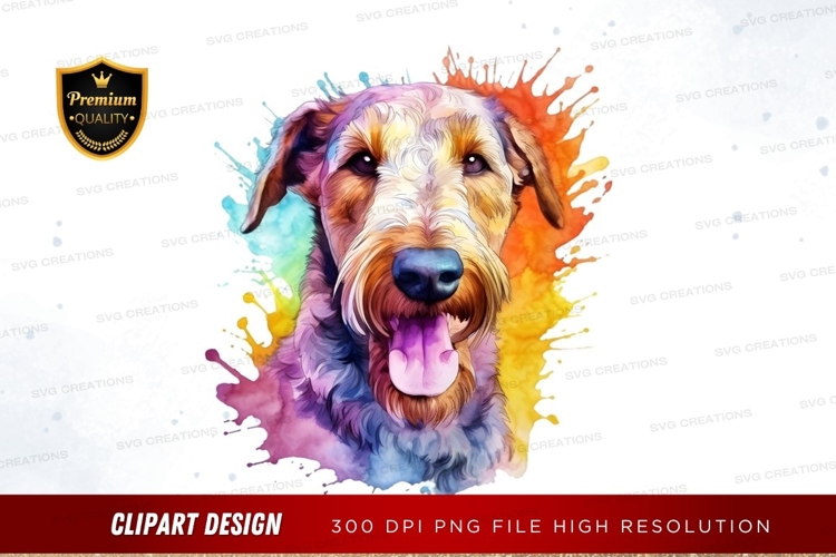 Happy dog with colorful splash