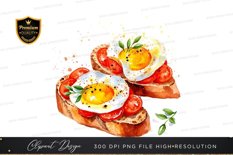 Gourmet breakfast toast with egg and tomatoes