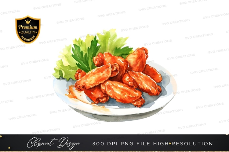 Plate of bbq chicken wings with lettuce