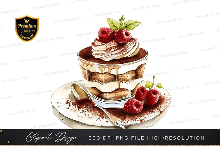 Delicious tiramisu with raspberries