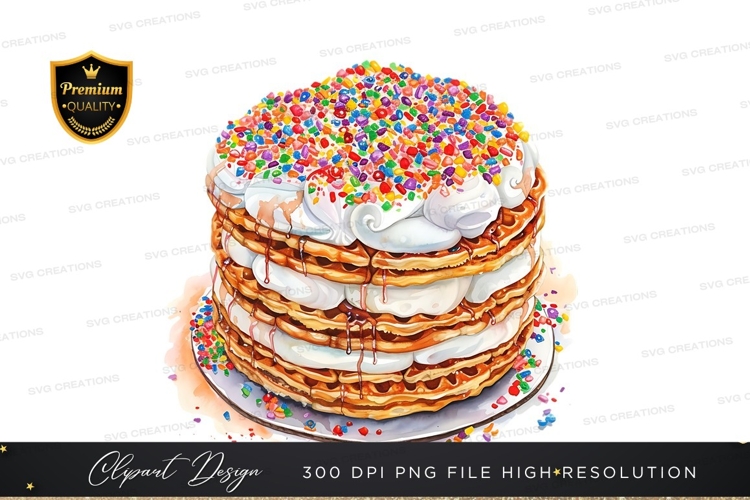 Delicious stack of pancakes with whipped cream and sprinkles