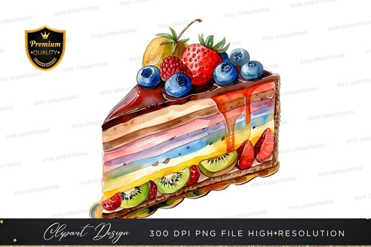 Delicious rainbow cake slice example image 1