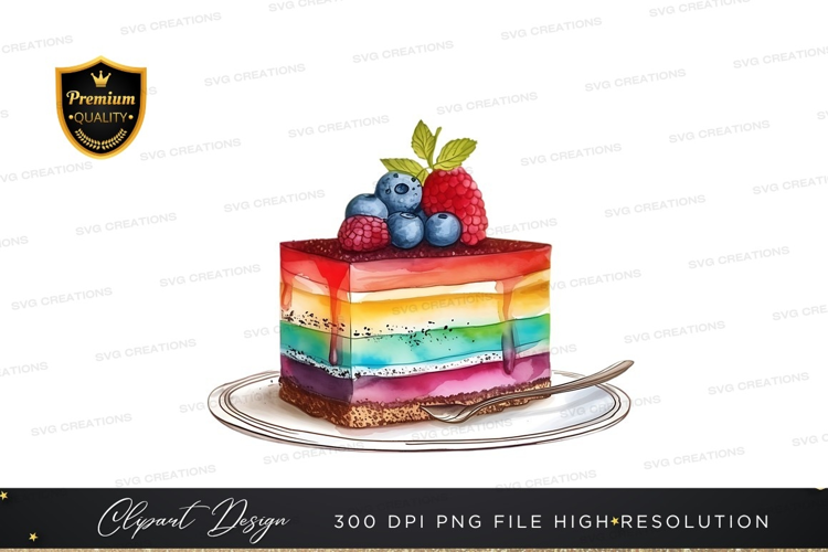 Rainbow layered cake with berries
