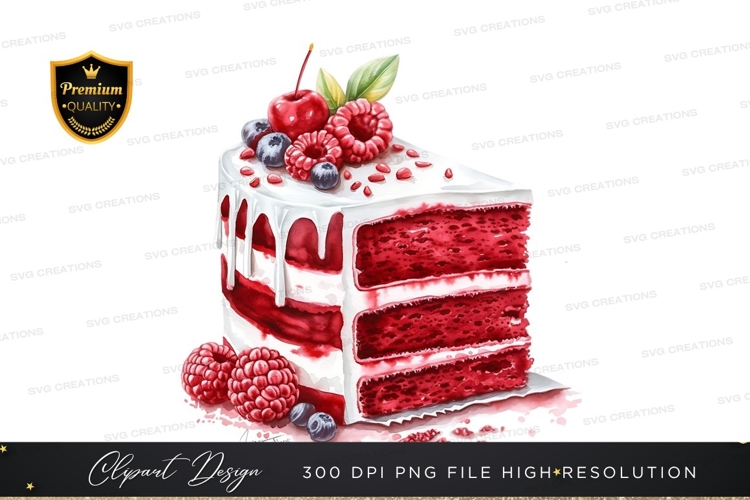 Delicious red velvet cake with berries