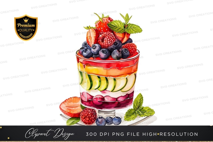 Vibrant fruit parfait clipart png
