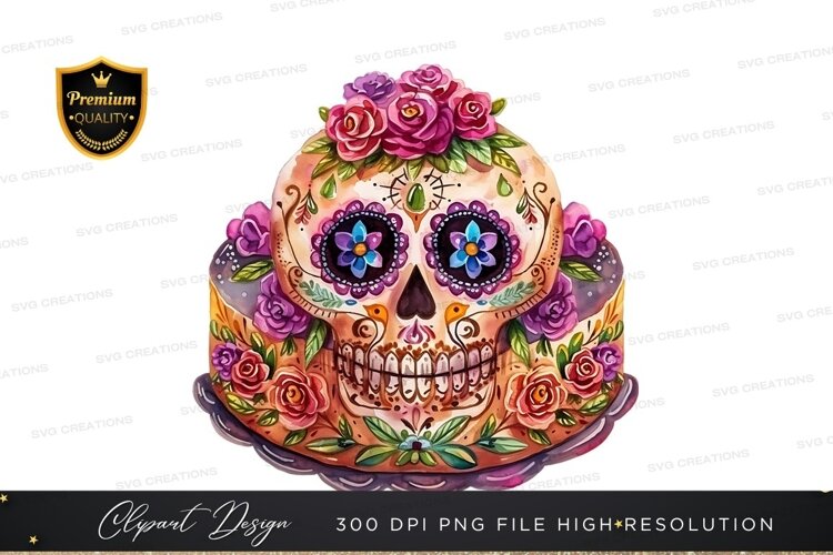 Decorated sugar skull cake example image 1