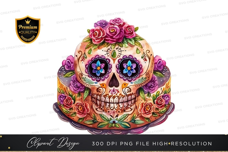 Decorated sugar skull cake