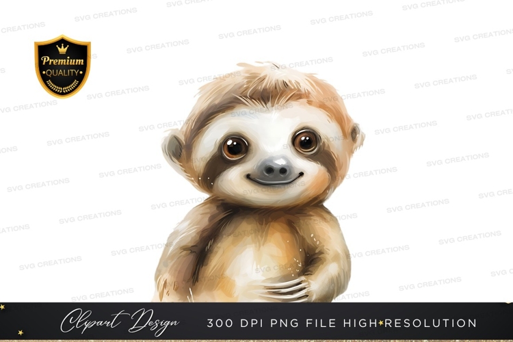 Cute sloth clipart png