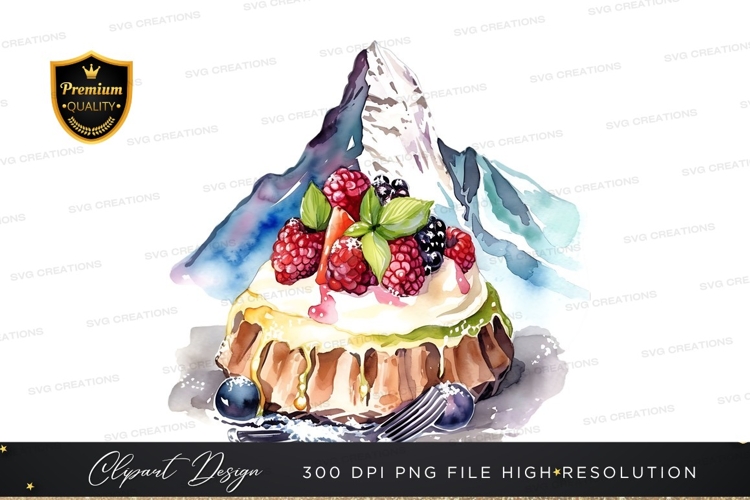 Mountain shaped cheesecake with berries