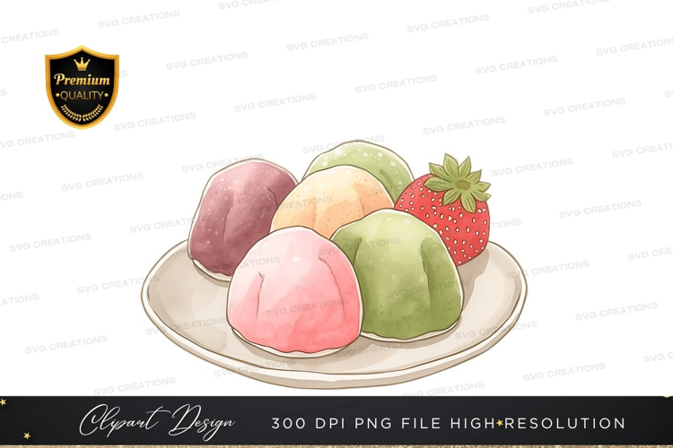 Colorful japanese mochi and strawberry