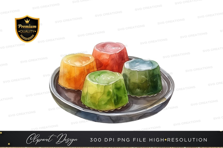 Colorful jelly desserts on a plate