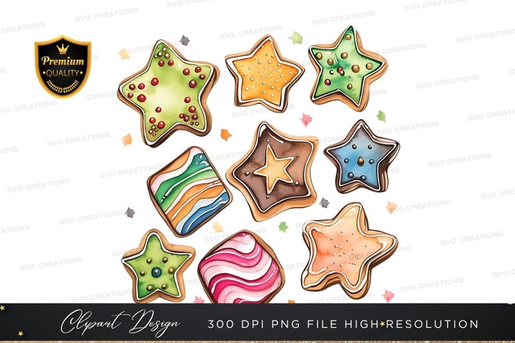 Colorful star-shaped cookies clipart png