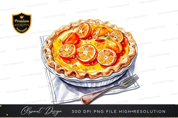 Delicious orange tart clipart png